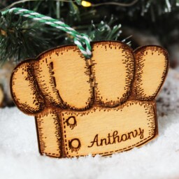 Personalised Cooking Christmas Ornament Chef Hat Foodie Wood Custom Bauble Laser Engraved Rustic Wooden Name Personalise Decoration Irish - thumbnail 3
