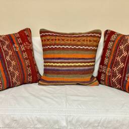 "Afghan Large Handwoven Red Kilim Vintage Carpet Cushion Cover, 60cm X 60cm, - 24"" 24" - thumbnail 2