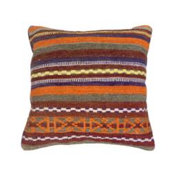 "Afghan Large Handwoven Red Kilim Vintage Carpet Cushion Cover, 60cm X 60cm, - 24"" 24" - thumbnail 1