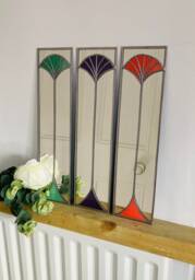 New Art Deco Fan Style Stained Glass Effect Mirror Handmade in The UK Makes Perfect Gift 61x15.5cm Ask Us About Different Colours - thumbnail 1