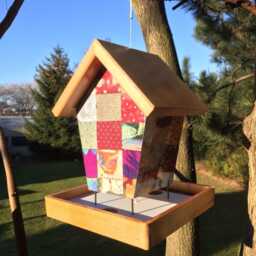 Handmade Quilted Bird Feeder, Indoor/Outdoor Hanging Decor - thumbnail 2