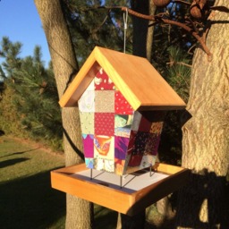 Handmade Quilted Bird Feeder, Indoor/Outdoor Hanging Decor - thumbnail 3