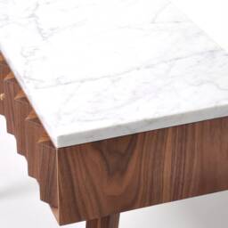 Mid-Century Modern Walnut Hallway Table, Marble Top, Solid Wood Console - thumbnail 3