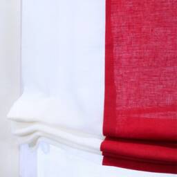 White & Red Two-Tone Natural Linen Relaxed Roman Shade - Cl1010 - thumbnail 3
