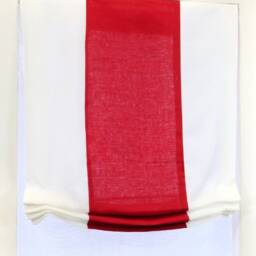 White & Red Two-Tone Natural Linen Relaxed Roman Shade - Cl1010 - thumbnail 2