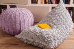 Reading Beanbag Chair, Crochet Pouf, Lounge Nursery Decor, Knitted Floor Seat, Chair