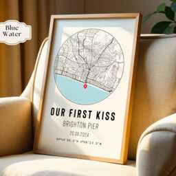 Any Location Custom Map Print & Frame Gift Special Occasion First Date Wedding Anniversary Engagement Girlfriend Boyfriend Home Wife Husband - thumbnail 3