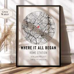 Any Location Custom Map Print & Frame Gift Special Occasion First Date Wedding Anniversary Engagement Girlfriend Boyfriend Home Wife Husband - thumbnail 2