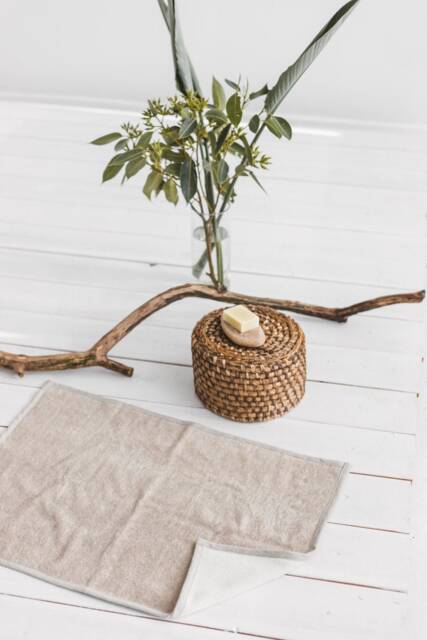 Linen Bath Mat, Bathroom Rug, Natural Terry Two Sided Mat - image 1