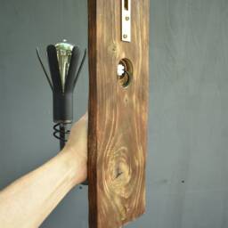 Hand Forged Rustic Wall Sconce Wood & Iron Farmhouse Light - thumbnail 4