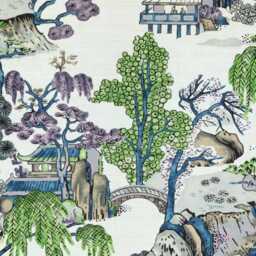 Designer Thibaut Asian Scenic Curtains Panels Drapes Cafe Curtains Blue Green Grey Or One Valance - thumbnail 3