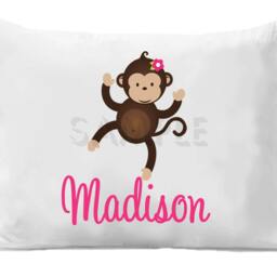 Personalized Monkey Pillow Case, Animal Bedding For Kids - thumbnail 4