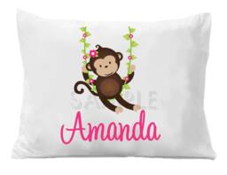 Personalized Monkey Pillow Case, Animal Bedding For Kids - thumbnail 1