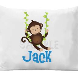 Personalized Monkey Pillow Case, Animal Bedding For Kids - thumbnail 2