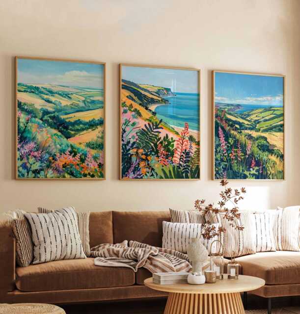 Set Of 3 Exmoor Posters, National Park Prints, Devon Wall Art Set, UK Landscape England Scenery British Travel Decor - image 1