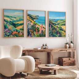 Set Of 3 Exmoor Posters, National Park Prints, Devon Wall Art Set, UK Landscape England Scenery British Travel Decor - thumbnail 3
