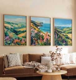 Set Of 3 Exmoor Posters, National Park Prints, Devon Wall Art Set, UK Landscape England Scenery British Travel Decor - thumbnail 1