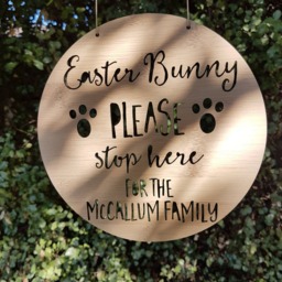 Personalised-Custom Easter Bunny Please Stop Here Bamboo-Wooden Door-Wall Hanging 19.5cm-Plaque-Easter Bunny-Personalized-Easter Gift - thumbnail 4