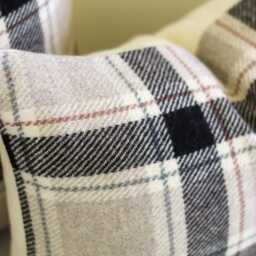 Black & Oatmeal Plaid Wool Pillow Cover, Neutral Cover - Made To Order - thumbnail 2
