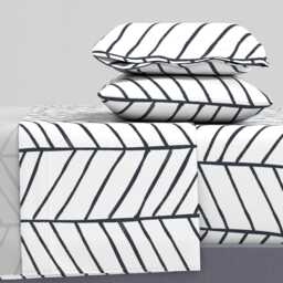 Boho Herringbone Sheets - By Jillcookdesigns Black & White Monochromatic Cotton Sateen Sheet Set Bedding Spoonflower