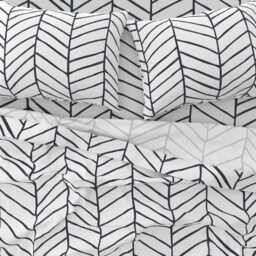 Boho Herringbone Sheets - By Jillcookdesigns Black & White Monochromatic Cotton Sateen Sheet Set Bedding Spoonflower - thumbnail 3