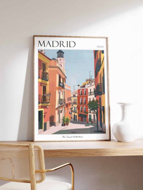 Madrid Travel Poster Colorful Spanish Cityscape Art - image 1