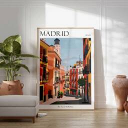 Madrid Travel Poster Colorful Spanish Cityscape Art - thumbnail 2