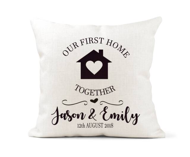 Personalised Our 1st First Home Together Cream Canvas Cushion, Scatter Decor, Wedding, New Gift - image 1