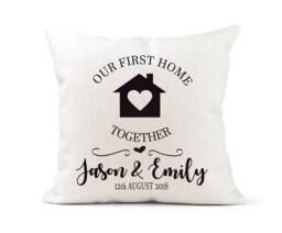 Personalised Our 1st First Home Together Cream Canvas Cushion, Scatter Decor, Wedding, New Gift - thumbnail 1
