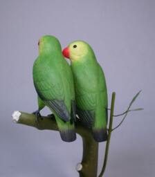 Abyssinian Lovebird Pair Hand Carved Wooden Bird - thumbnail 4