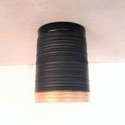 Handmade Black Ceramic Cylinder Ceiling Light - Carved Texture - thumbnail 3