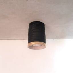 Handmade Black Ceramic Cylinder Ceiling Light - Carved Texture - thumbnail 2