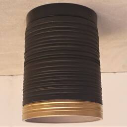 Handmade Black Ceramic Cylinder Ceiling Light - Carved Texture - thumbnail 4