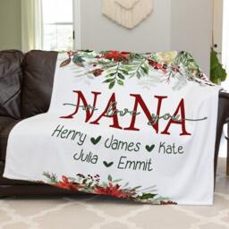 Grandma Christmas Gift, Blanket, Present, Floral Style Personalized Mom Gift For Grandparent - thumbnail 2