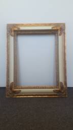 Off White - Cream & Gold Leaf 3'' Wide Wooden Ornate Picture Frame Imperial Compo 14x18''