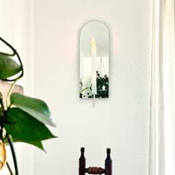 Handmade Arch Mirror Candle Sconce Modern Wall Decor, Custom Finishes - thumbnail 2