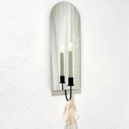 Handmade Arch Mirror Candle Sconce Modern Wall Decor, Custom Finishes - thumbnail 4