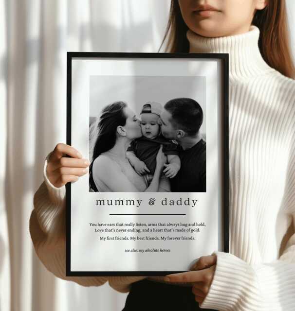 Personalised Mum & Dad Photo Print - Customised Parents Gift & Keepsake Print, Family For - image 1