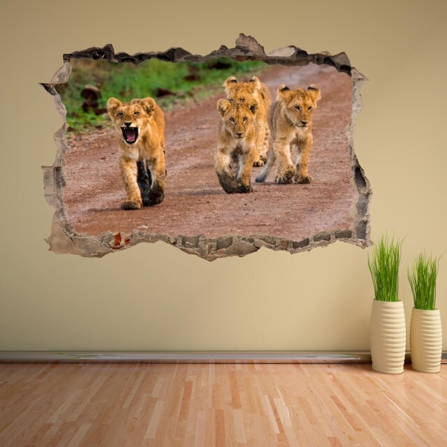 Lion Cubs Africa Wildlife Wall Decal Sticker Mural Poster Print Art Home Decor Animal Ct3