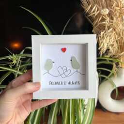 Couples Love Birds Personalised Sea Glass Art. Gift, Present, Anniversary, Valentines Day Gift For Her - thumbnail 2