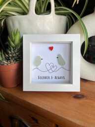 Couples Love Birds Personalised Sea Glass Art. Gift, Present, Anniversary, Valentines Day Gift For Her - thumbnail 1