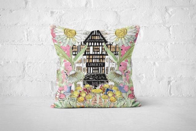 Liberty in Bloom Cushion, London Department Store, Floral Decorative Cushion - image 1