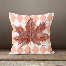 Pumpkin Carved Pillow Case/Autumn Dry Leaves Throw Cover/Welcome Halloween Decor/Fall Wreath Case/ Gift For Friend - thumbnail 4