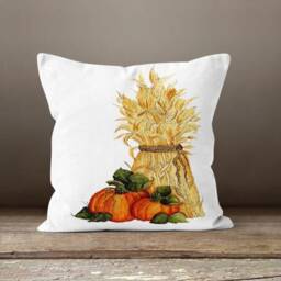 Pumpkin Carved Pillow Case/Autumn Dry Leaves Throw Cover/Welcome Halloween Decor/Fall Wreath Case/ Gift For Friend - thumbnail 2