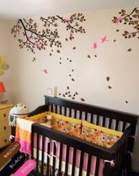 Nursery Branch Wall Decal With Birds, Kids Room Decor - thumbnail 1