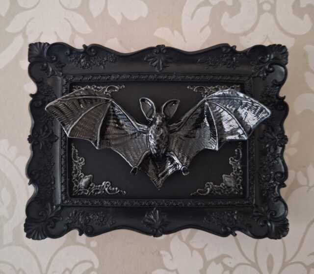 Gothic Bat Wall Decor, Ornate Baroque Frame, Dracula Horror Home Accent - image 1