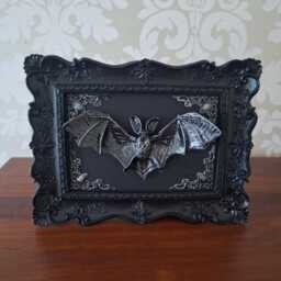 Gothic Bat Wall Decor, Ornate Baroque Frame, Dracula Horror Home Accent - thumbnail 4