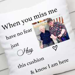 Personalised Memorial Keepsake Cushion Of A Loved One , When You Miss Us , Cuddle Gift , in Loving Memory , Heaven - thumbnail 2