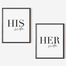 His & Hers Bedroom Prints Minimalist Wall Art - Set Of 2 Unframed - thumbnail 3