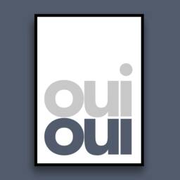 Toilet Bathroom Wall Art Prints Posters Pictures Oui Contemporary Typography Bold/Frame Not Included - thumbnail 2
